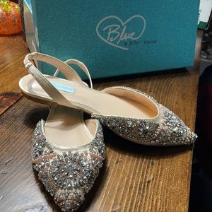 Betsy Johnson molly flat champagne bridal wedding
